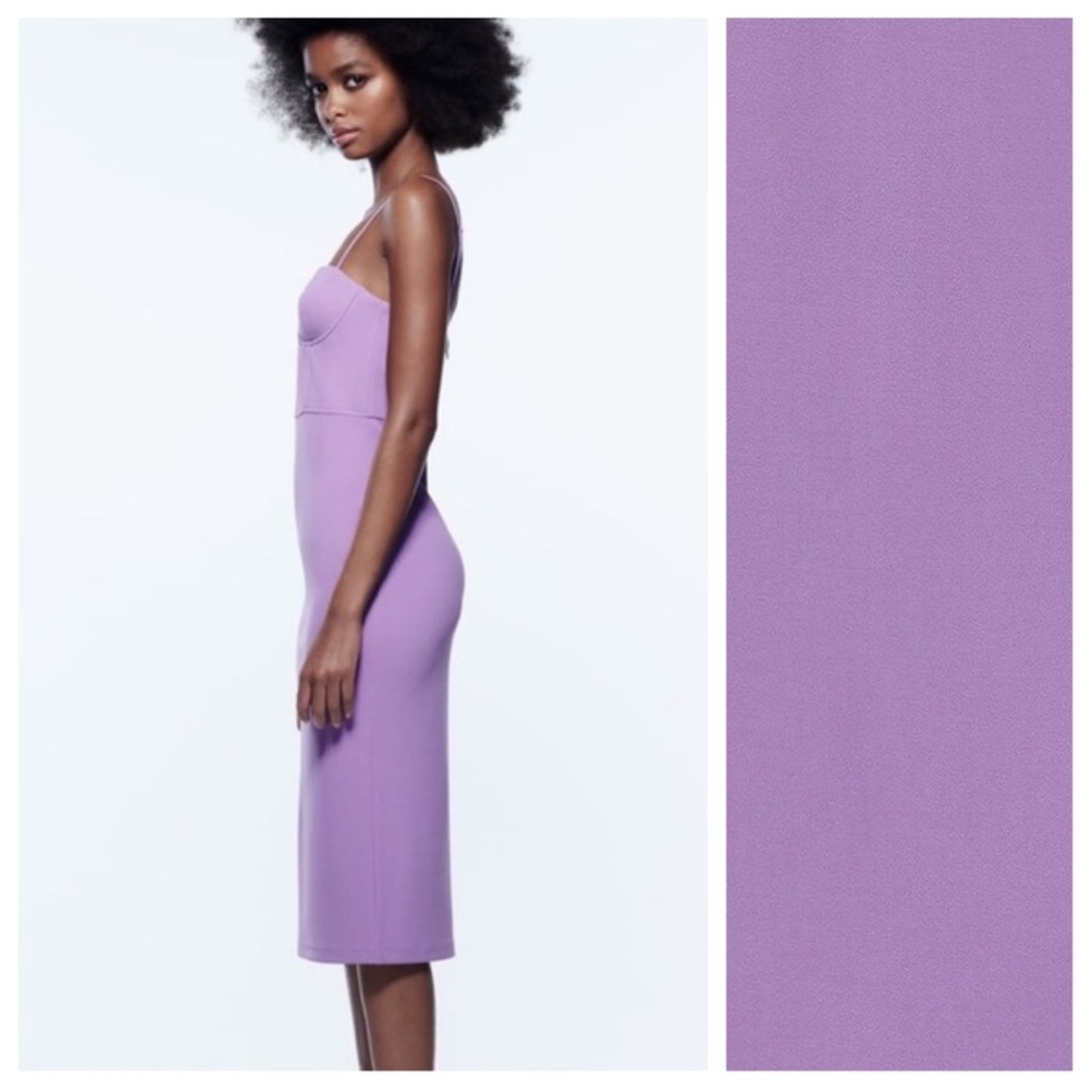 Zara Lilac Corset Midi Dress - Picture 5 of 8
